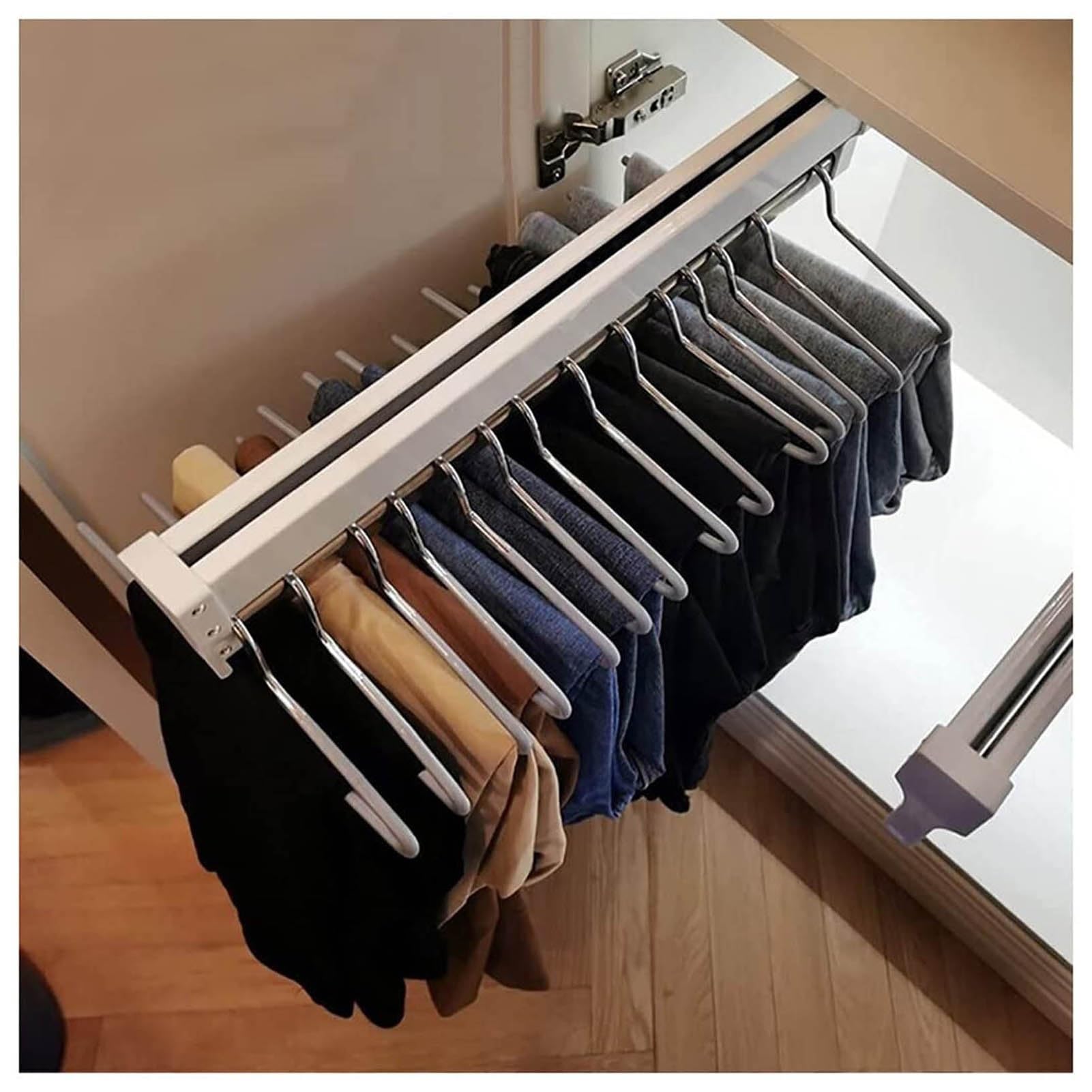 Pull Out Clothes Hanger Rail Rack 30-60 cm Extendable Clothes Rail Suitable for Wardrobe and Closet Organization Space