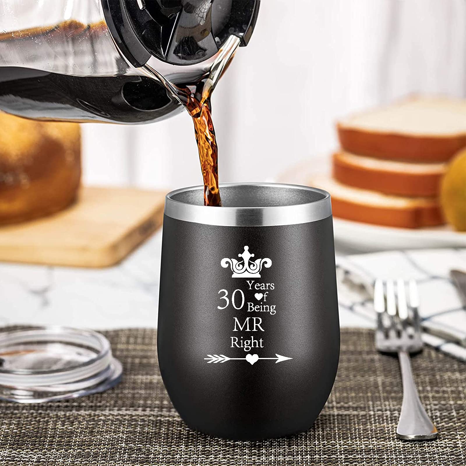 Perfectinsoy Lot De 2 Verres à Vin 10 Ans De Mariage Avec Carte