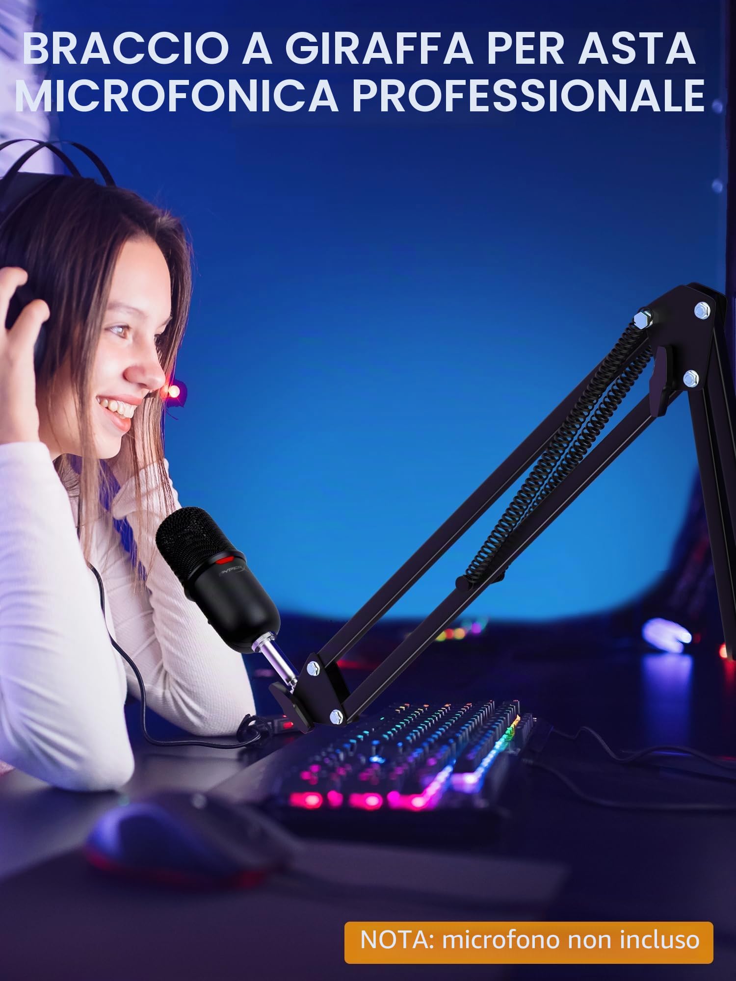 SUNMON Braccio Microfono per HyperX SoloCast 2 - Supporto Microfono Universale da Scrivania per SoloCast QuadCast S / 2S Rode Podmic Blue Yeti Fifine e la maggior parte dei Microfoni (Nero)