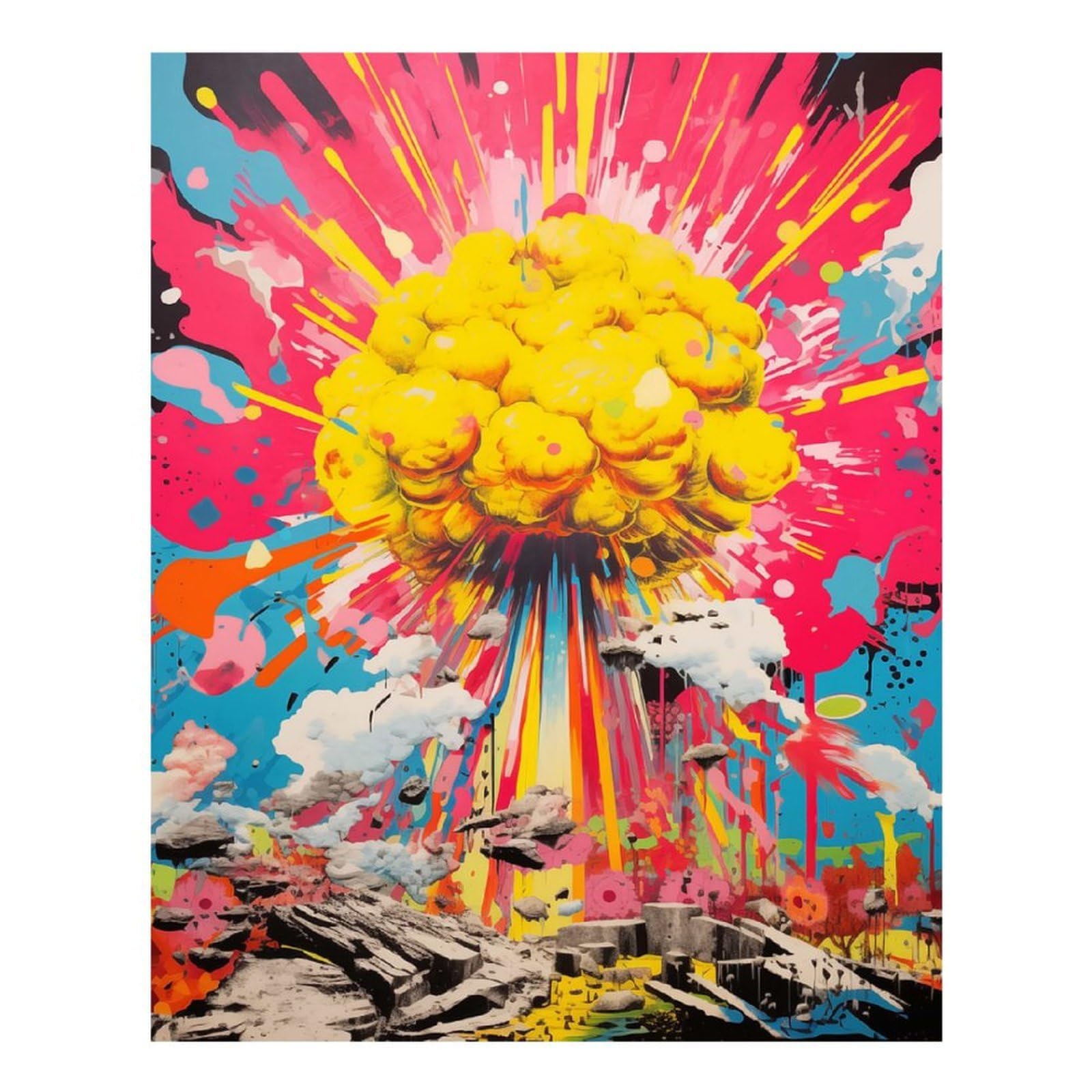 Poliuaws Nuclear Explosion Diamond Painting 5D Diy Crystal Art With Diamonds Gem Art Diamond Art Kits Adults For Adults Beginner 16"X20"