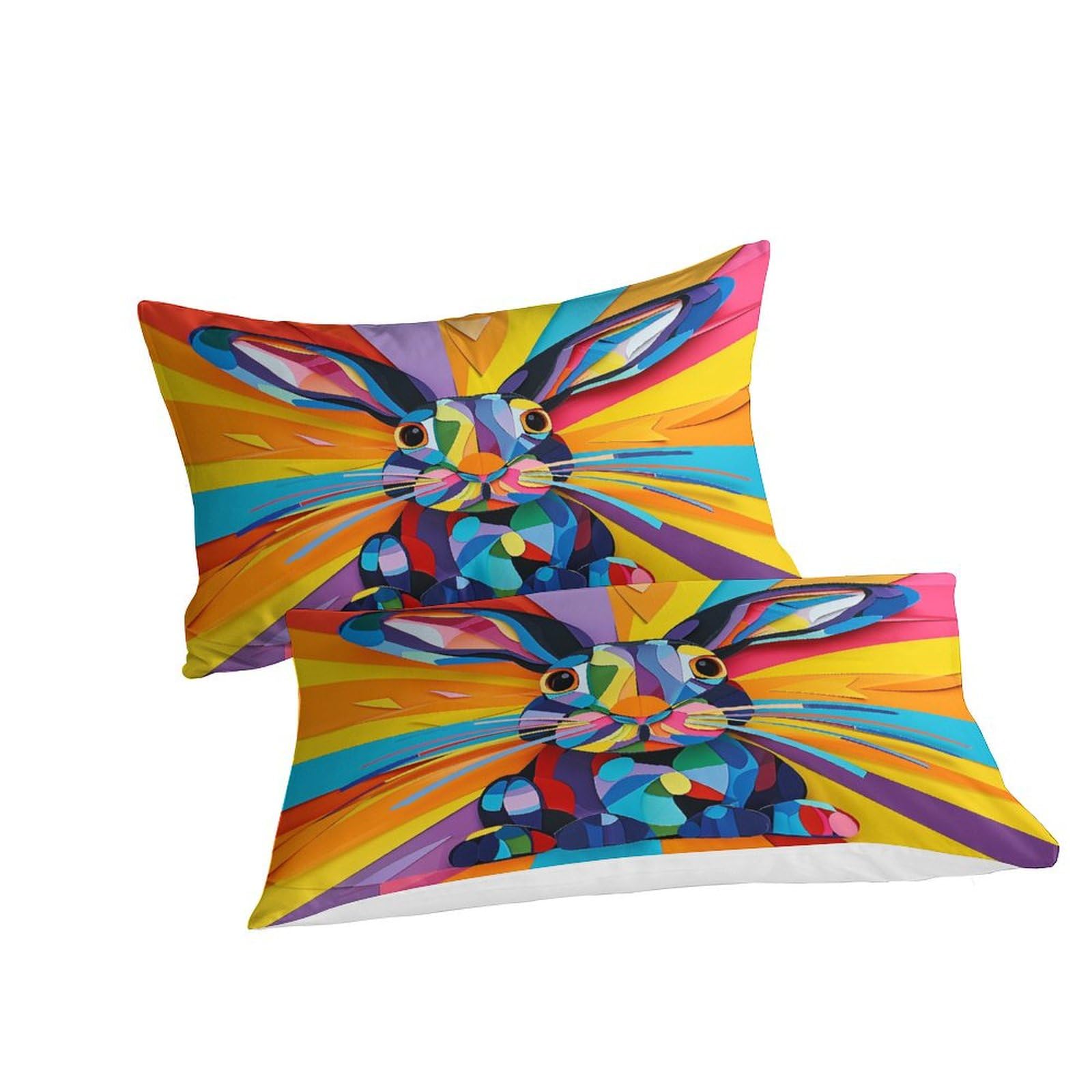 Stampato in 3D Coniglio Copertina Stampata Microfibra Disegnata Biancheria Da Letto Cura Facile Con 2 Federe,Double（200x200cm）, Per Adolescenti E Adulti