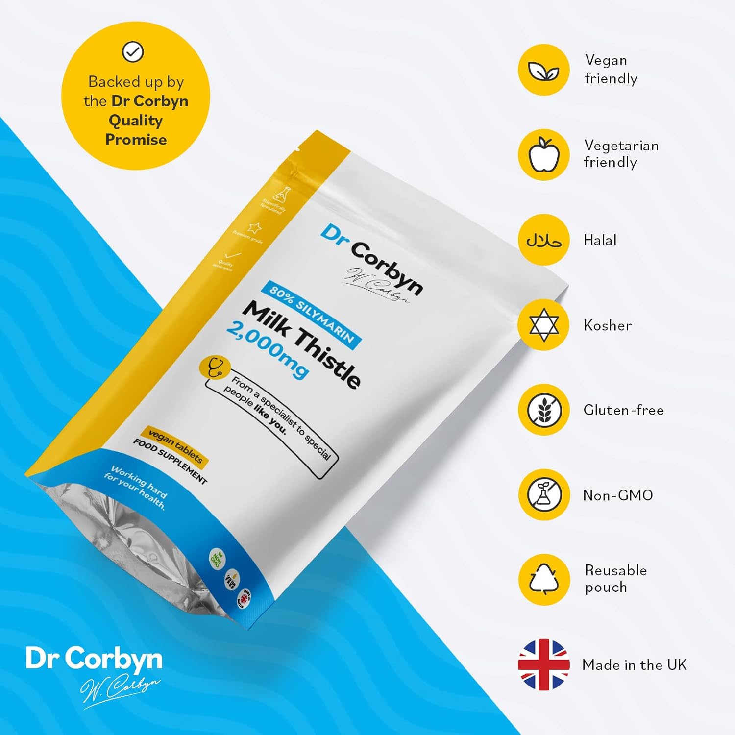 Dr Corbyn Milk Thistle 2,000mg 60 Tablets 80 Silymarin High