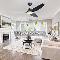Vista 7 de Ovlaim Ventiladores de techo inteligentes de 56 pulgadas con luces y control remoto, ventilador de techo moderno de 3 aspas para interiores