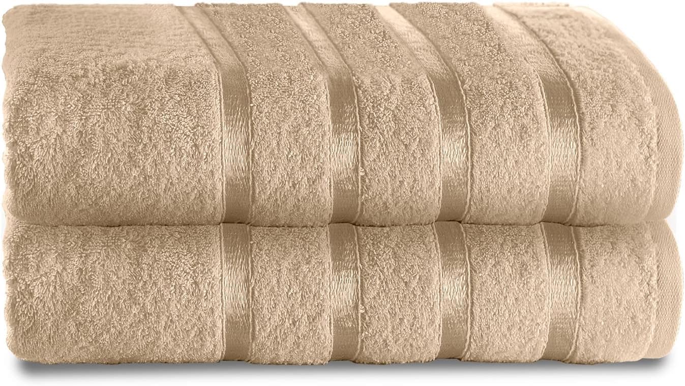 GC GAVENO CAVAILIA Luxury Jumbo Bath Sheets, 100% Ringspun Cotton, Pack of 2 Fade Resistant Extra Absorbent Towels, Egyptian, Natural, 80x170 Cm