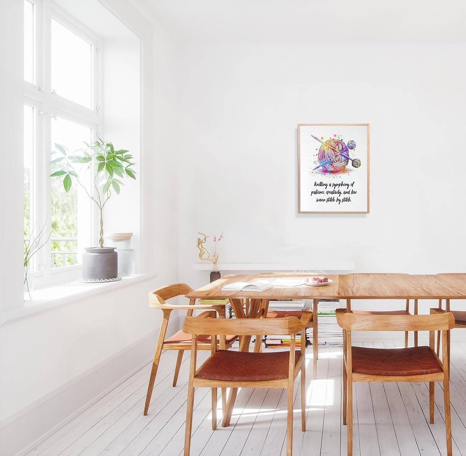 Dignovel Studios 11X14 Unframed Knitting Watercolor Art Print Poster Knitted Woman Sewing Room Wall Hanging Decor DN901