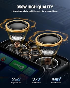 Smart Karaoke Machine for Adults-with Lyrics Display, 13.3 Tablet, Professional Karaoke System, 350W Bluetooth Party Speaker 2 Wireless Microphone, DJ Lights, Connects to TV for Home Outdoor Party