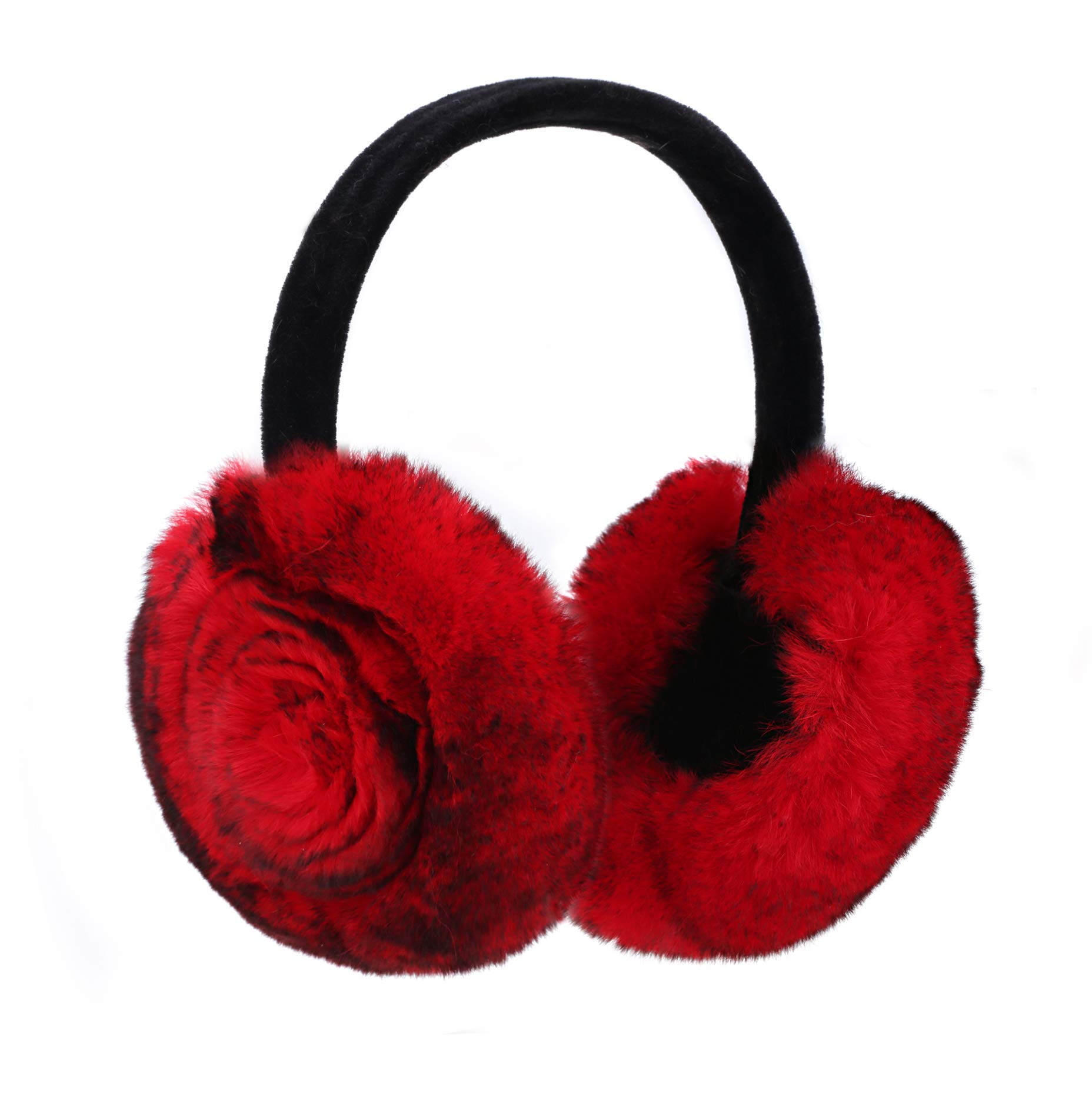 Onmygogo Women's Red Plush Earmuff For Winter, Soft Warm And Foldable (Red)