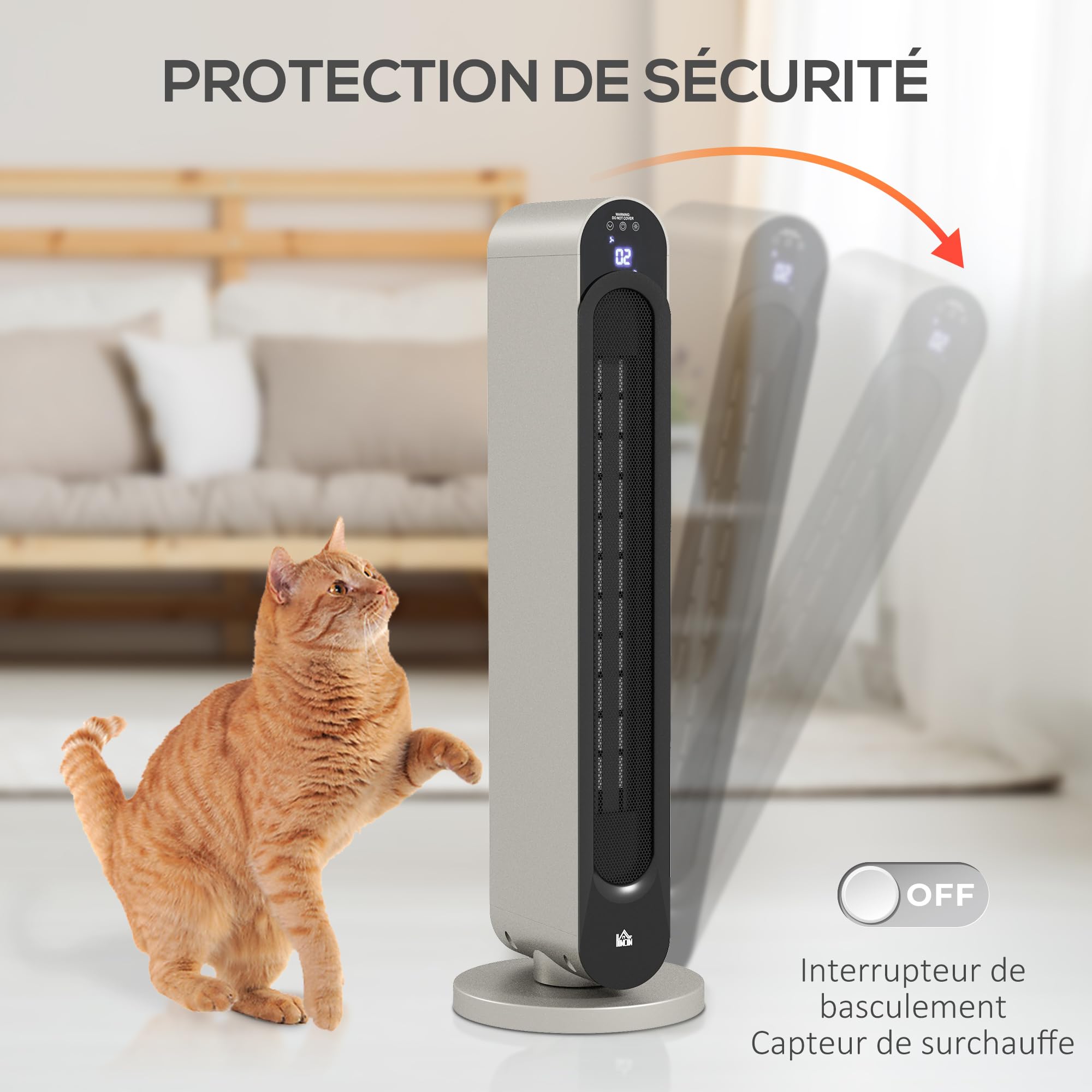 HOMCOM Chauffage soufflant oscillant 1100/2200 W - Mini radiateur céramique PTC - télécommande Incluse - Chauffage d'appoint Noir