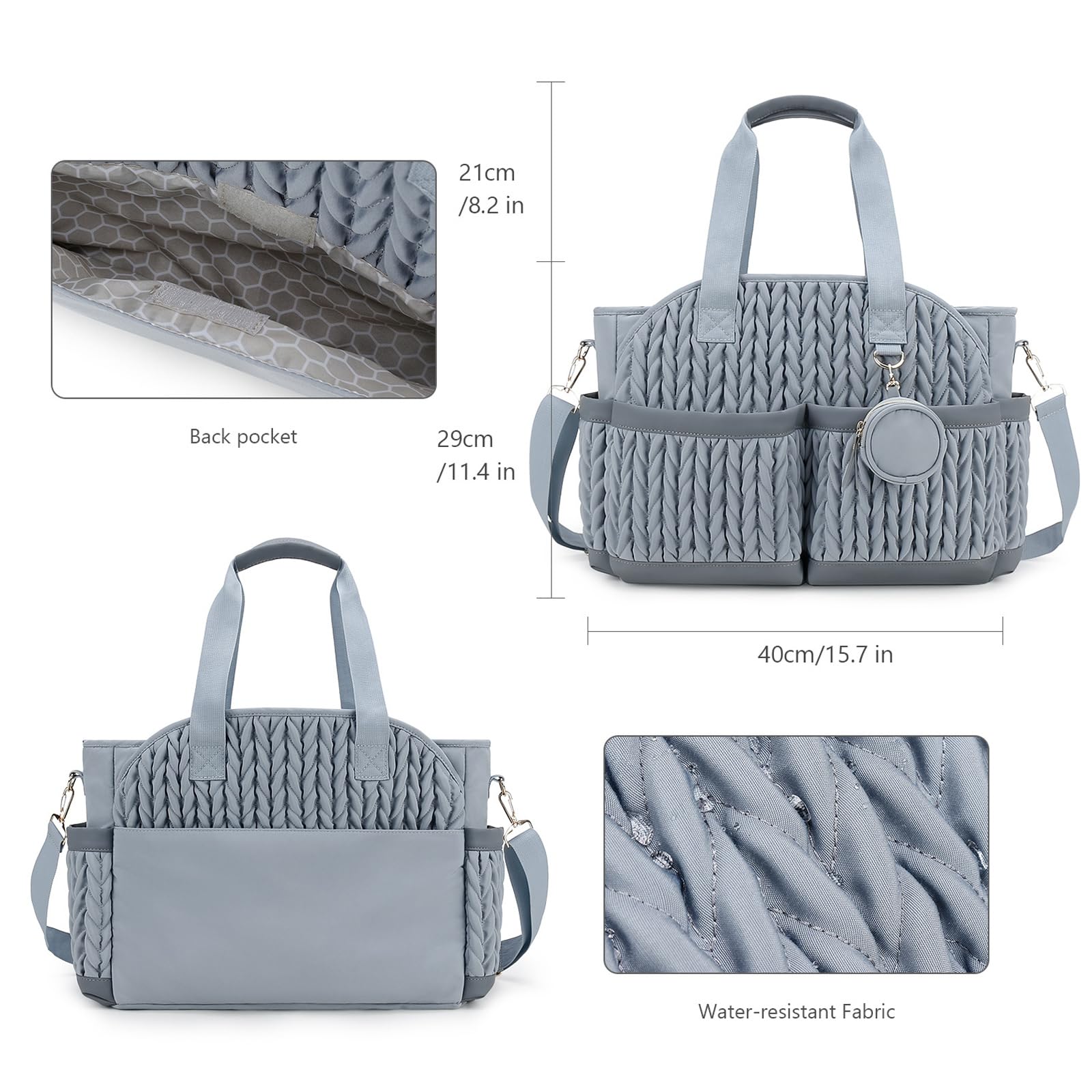 Organizador de pañales de Hombro, Bolsa Acolchada Resistente Agua con Correa de Hombro Ajustable para Salidas Familiares, Bolsa Impermeable