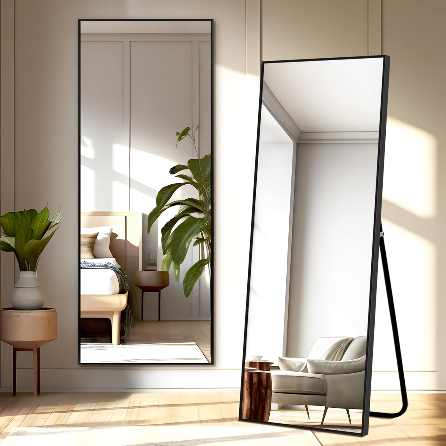 NeuType Full Length Mirror 44"x16" Black Floor Mirror Wall