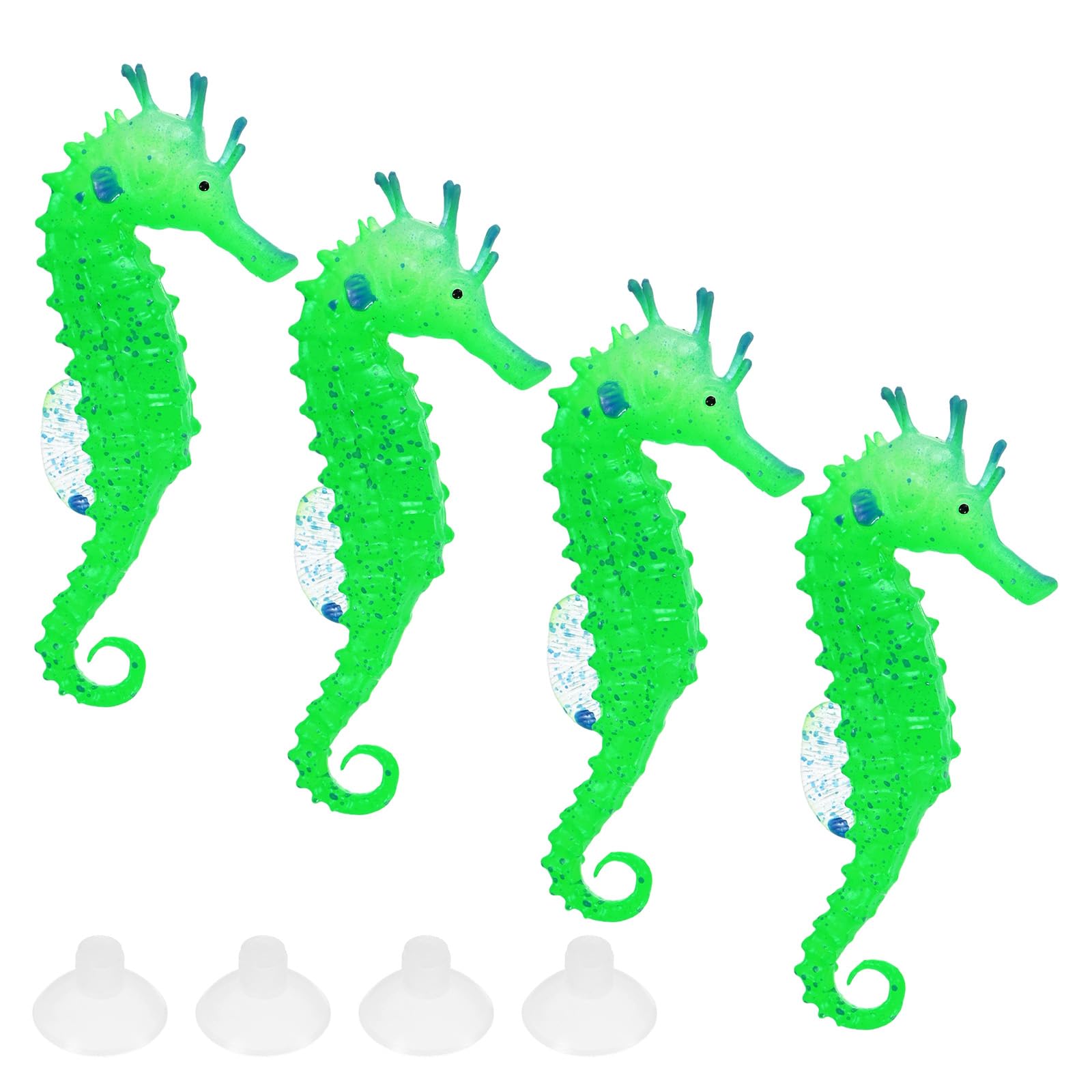 M METERXITY 4-Pack Artificial Glowing Sea Horse 3.74"x1.57", Green
