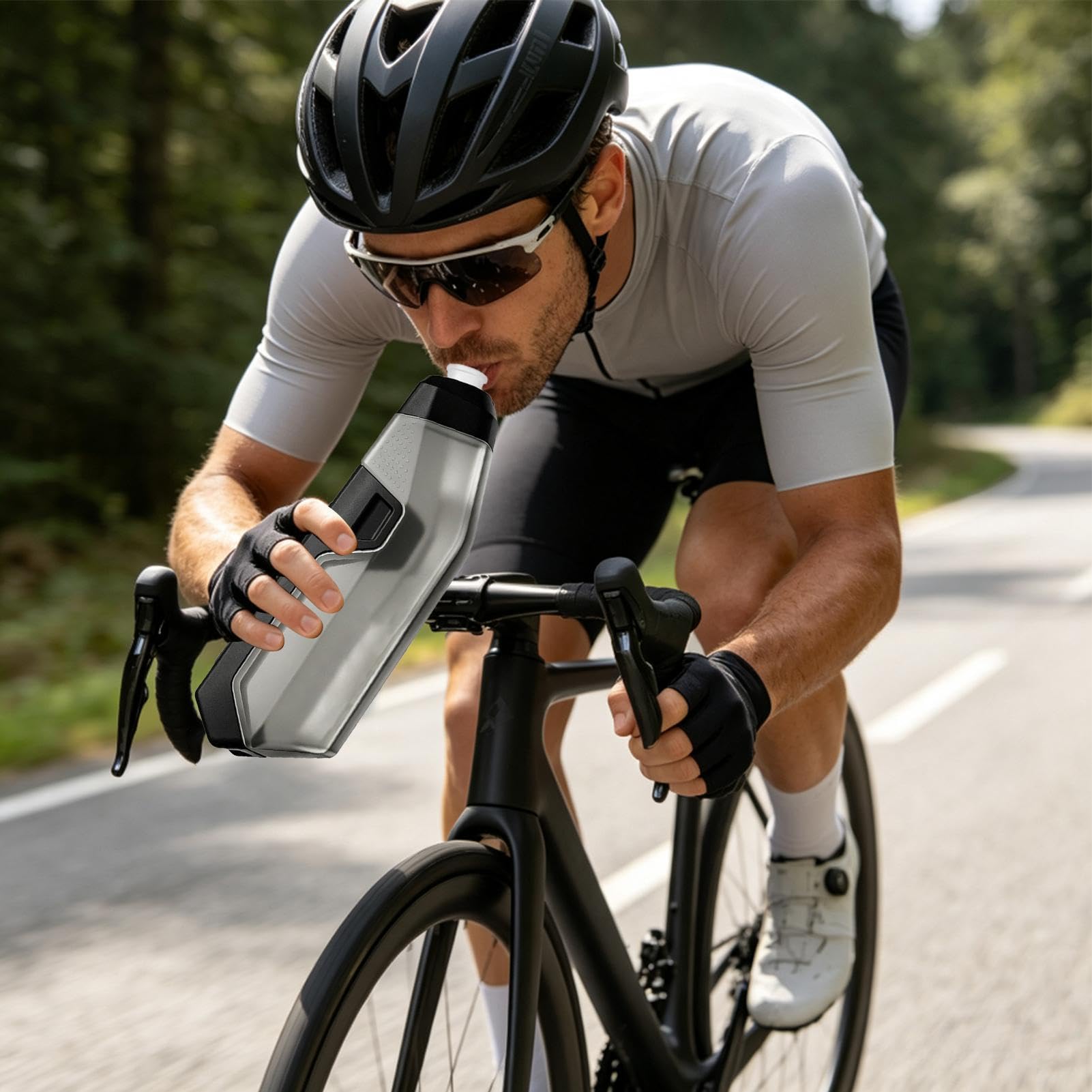 Wasserflasche für Fahrrad, 610 ml, universeller Silikon-Ausgießer mit