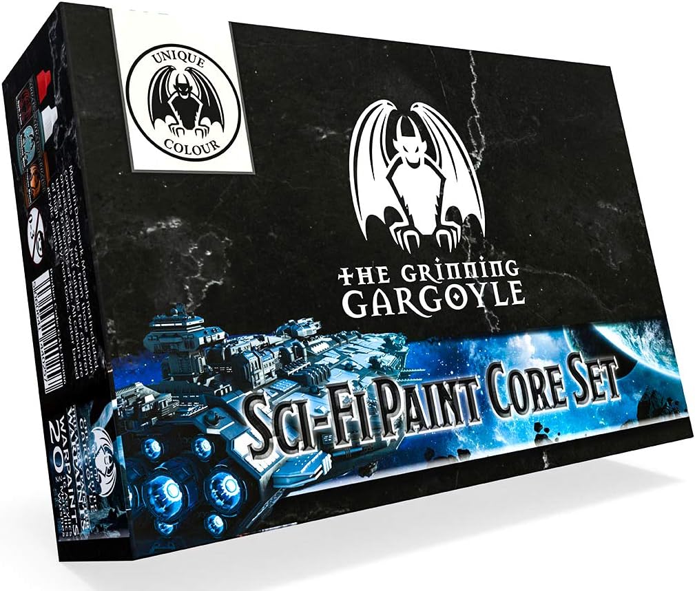 – Grinning Gargoyle - Sci-Fi Paint Set - Acrylic Paints for Miniatures - 20x Assorted 18ml Colours with a Paint Brush - Science Fiction Warpaints for Painting Marines and Aliens Figures (Core)