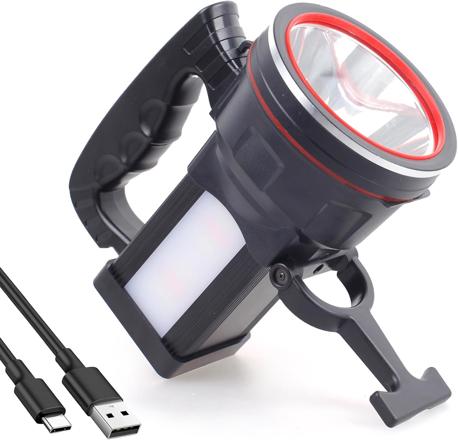 BIGSUN Spotlight Flashlight, 12800 mAh Rechargeable Flashlights High Lumens, Multifunctional Bright Flashlight, Outdoor Waterproof Camping Search Light Tactical Torch for Emergency, Boat, Hunting BIGSUN Spotlight Flashlight, 12800 mAh Rechargeable Flashlights High Lumens, Multifunctional Bright Flashlight, Outdoor Waterproof Camping Search Light Tactical Torch for Emergency, Boat, Hunting