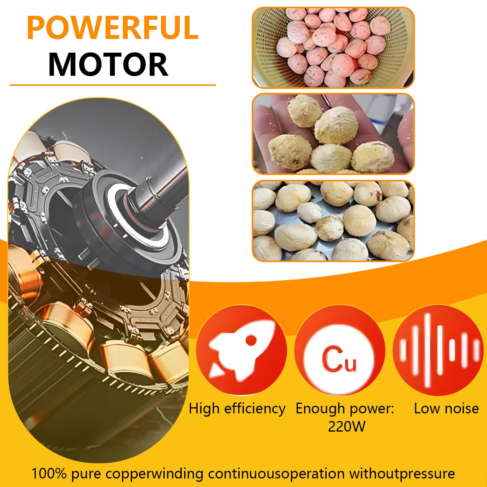 Pelapatate in Acciaio Inox, pelapatate Elettrico Professionale per Castagne, Senza danneggiare Le Castagne e Facile da Usare, per Castagne, sbuccia Rapidamente Le Castagne 14knives