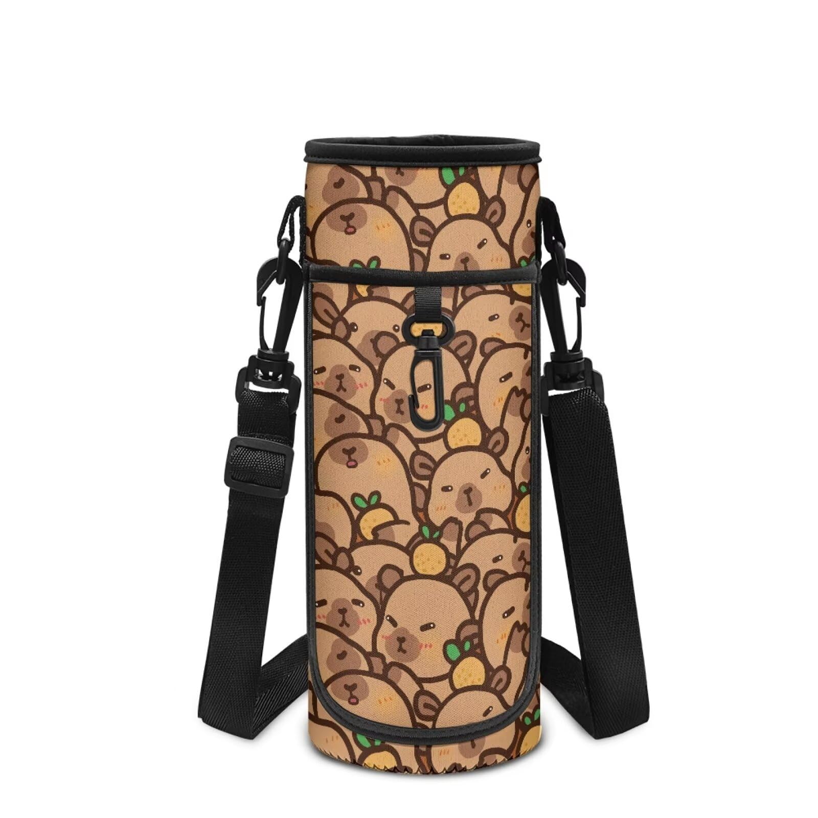 POLERO Capybara Water Bottle Holder Girls Cute Insulated Water Bottle Carrier with Shoulder Strap for Hiking Camping