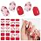 DUKASOU Semi Cured Gel Nail Strips, Red | 28 pcs Gel Nail Strips Work with Any UV Lamp, Salon Quality UV Nails Stickers, Easy to Apply for Home Nails DIY