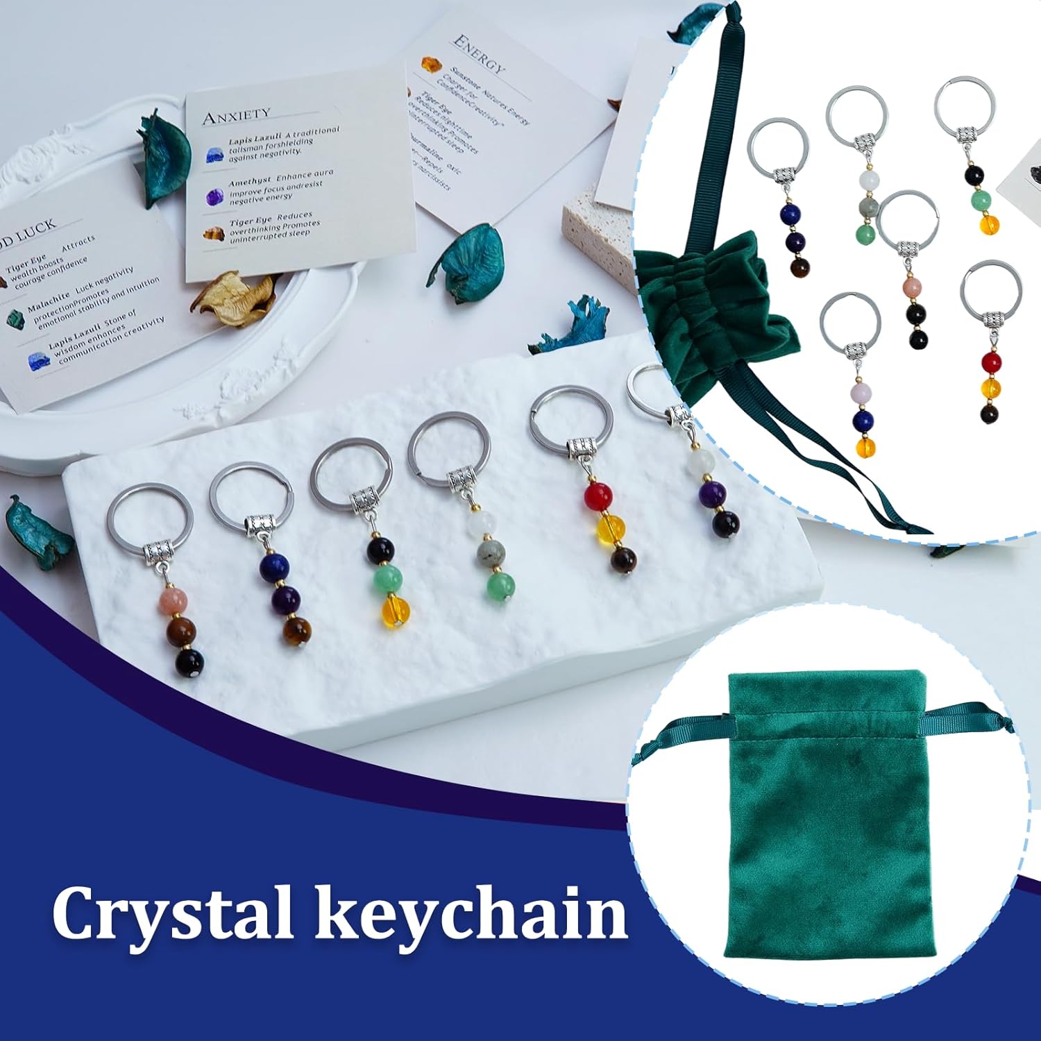 Natural Crystal Keychain Gifts retirement gift For Women Small Healing Stones Keychain for New Beginnings - Image 4