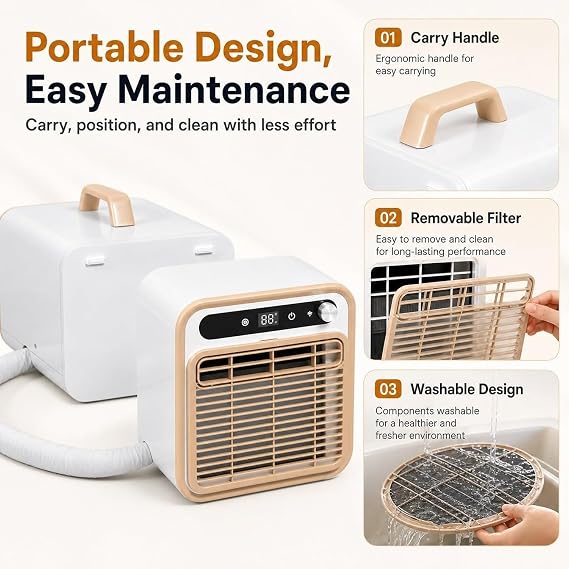 5000 BTU Portable Split Air Conditioner Smart Quiet Cooler with Remote and App Control, 12 Hour Timer, 130m³/h Airflow, DIY Install for Bedroom Office RV Campin, 1.5m tube, 1.5m tube