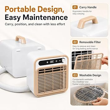5000 BTU Portable Split Air Conditioner Smart Quiet Cooler with Remote and App Control, 12 Hour Timer, 130m³/h Airflow, DIY Install for Bedroom Office RV Campin, 1.5m tube, 1.5m tube