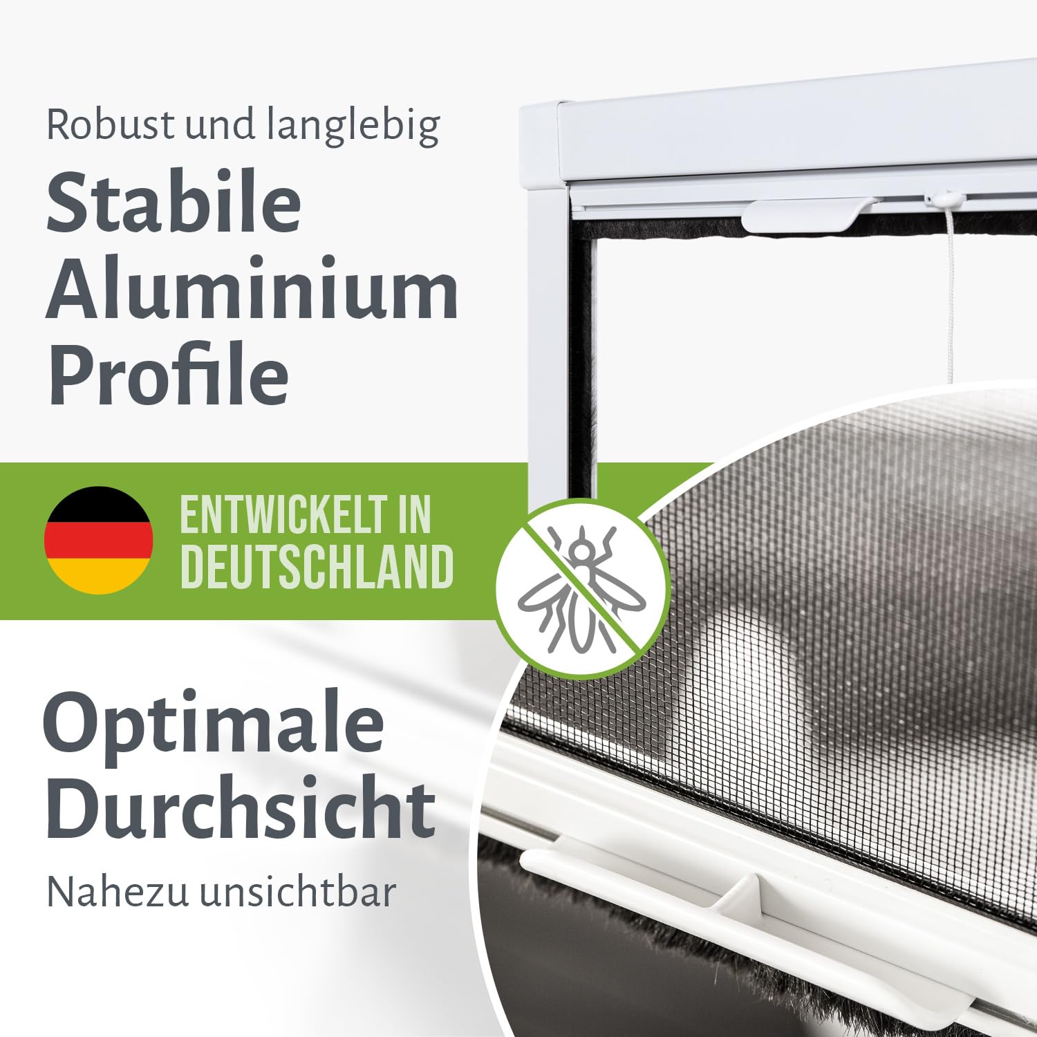 empasa Insektenschutz Fliegengitter Rollo Insektenschutzrollo Fenster SMART | in verschiedenen Größen und Farben, Farbe:weiß, Größe:160 x 160 cm