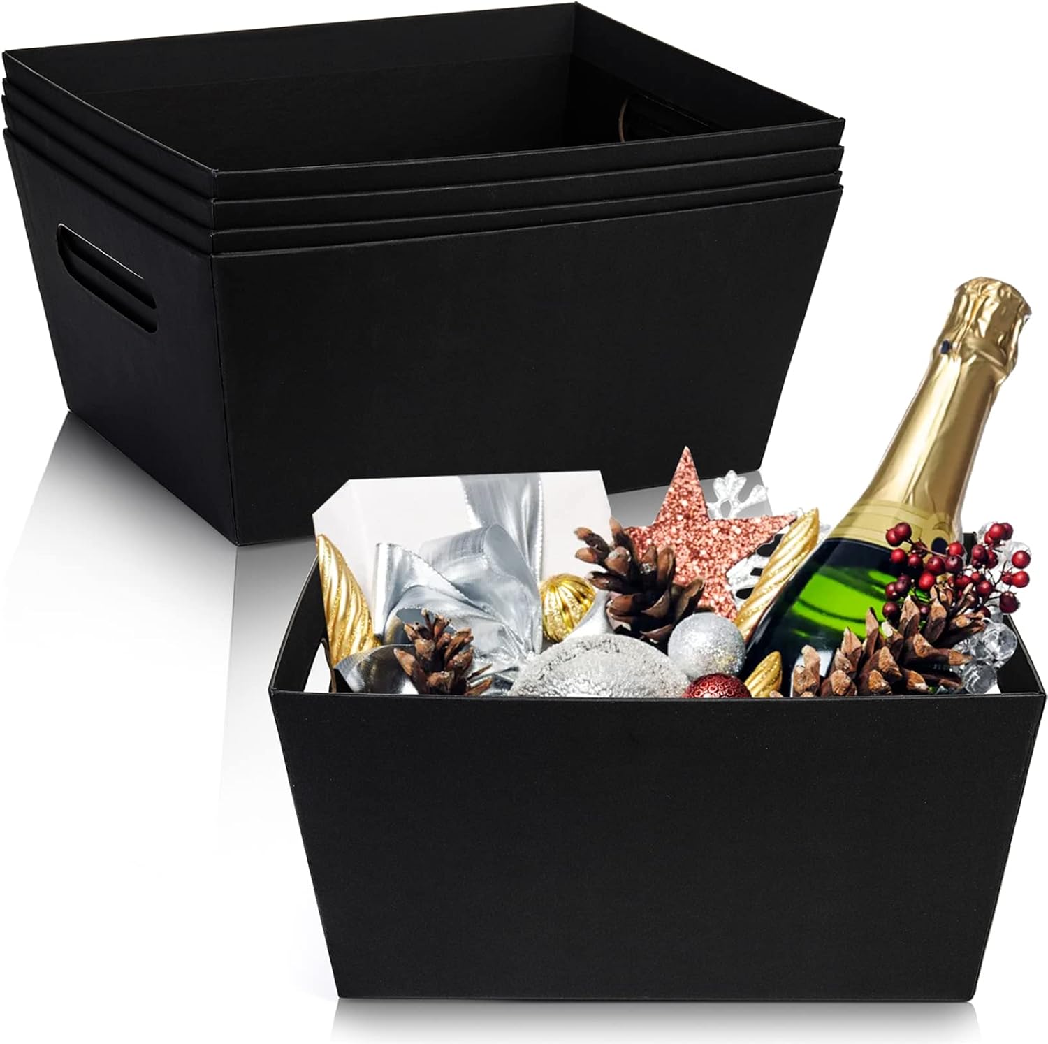 DEAYOU 5 Pack Gift Basket Empty, 12" x 10" Kraft Basket