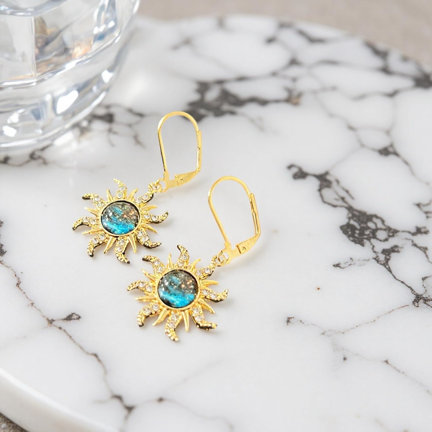 Celestial Sun Dangle Earrings for Women, Silver Galaxy Sun Leverback Earrings with CZ, Astronomy Space Jewelry for Astrology Lover image 5