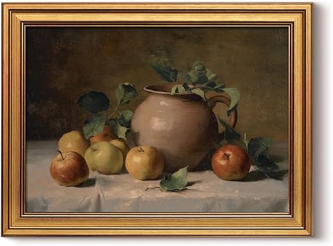 InSimSea Vintage Gold Framed Fruit Wall Art for Kitchen, 12x16 Inch