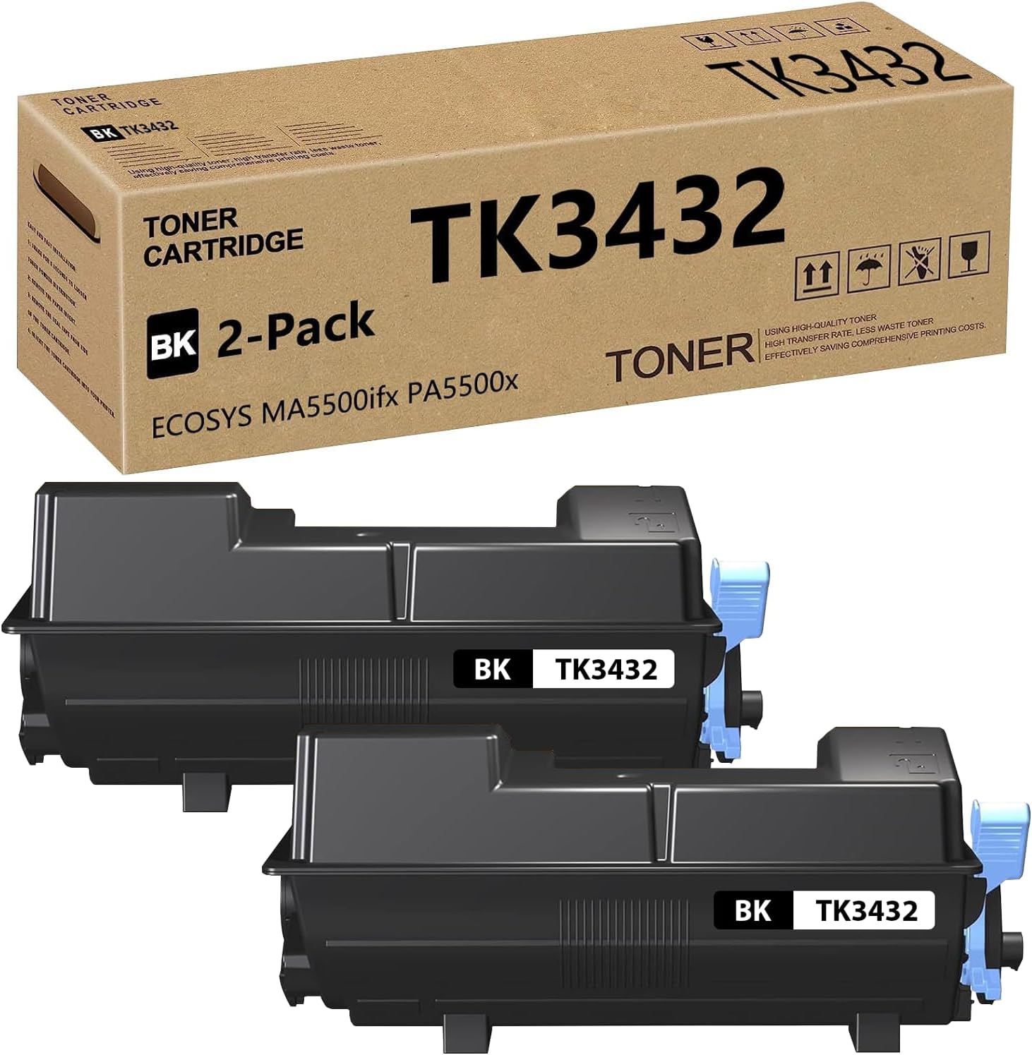 TK-3432 TK3432 Toner Cartridge Compatible for Kyocera TK-3432 TK3432K 1T0C0W0US0 for ECOSYS MA5500ifx PA5500x Black 2 Pack 40,000 Pages
