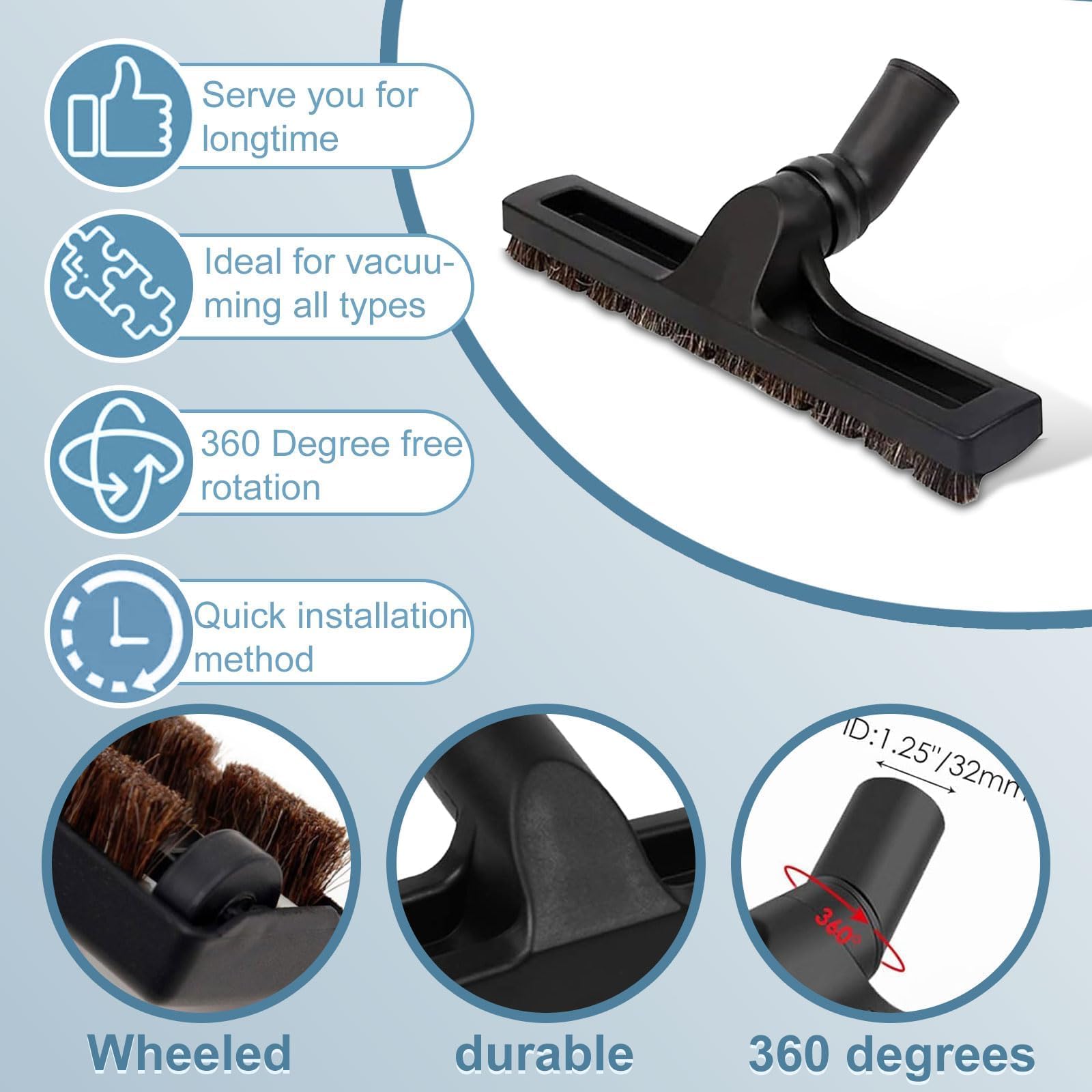 Kit de 12 accesorios universales para aspiradora y cepillos, accesorios de aspiradora de 1 1/4 pulgadas, 1 3/8 pulgadas, adaptador de manguera de aspiradora de 2 1/2 a 1 1/4 pulgadas, adaptador de 1