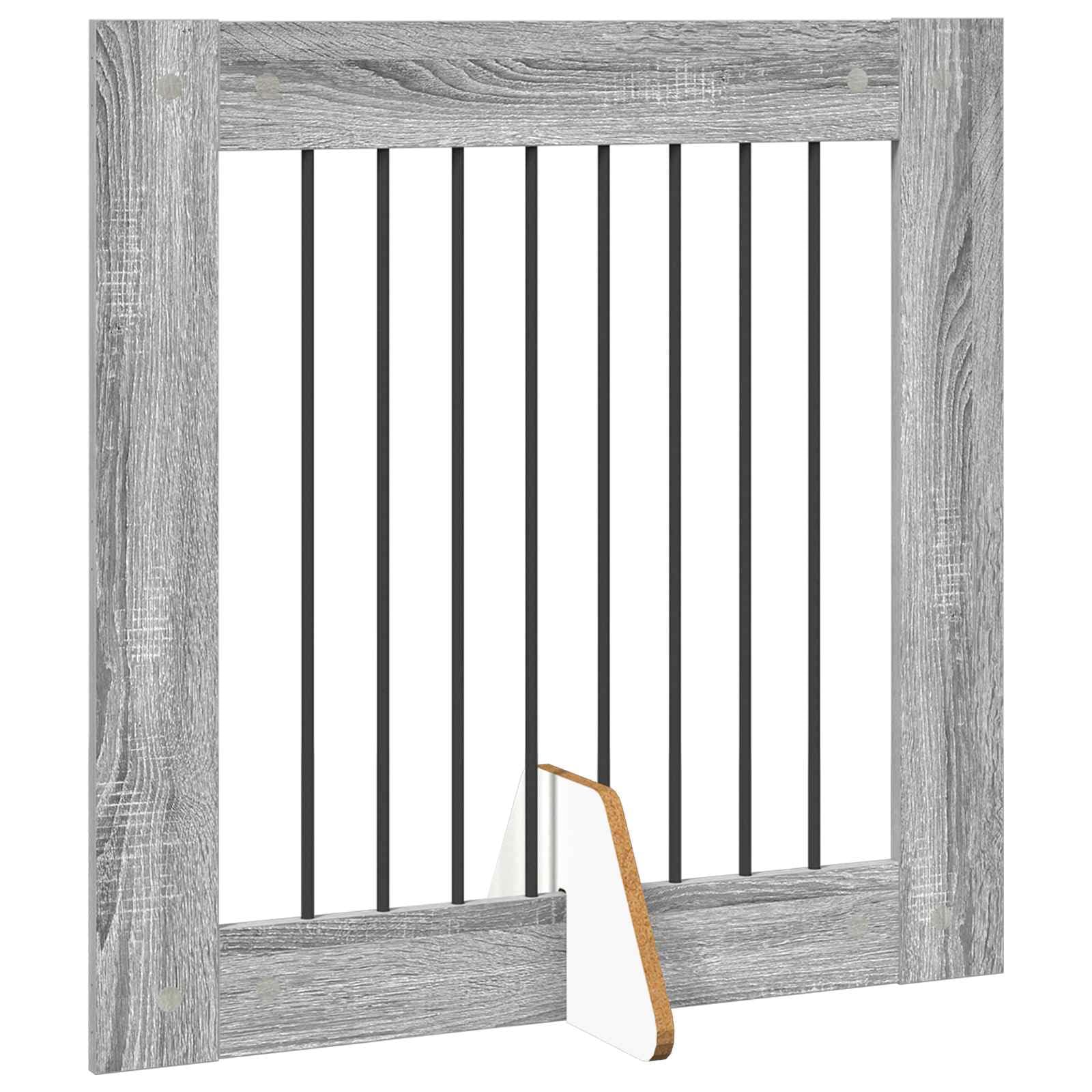 Puerta para perros con soporte, 2 unidades, Sonoma gris, 80 x 80 cm, plegable, portátil, metal, interior y exterior, protección de seguridad para perros cachorros