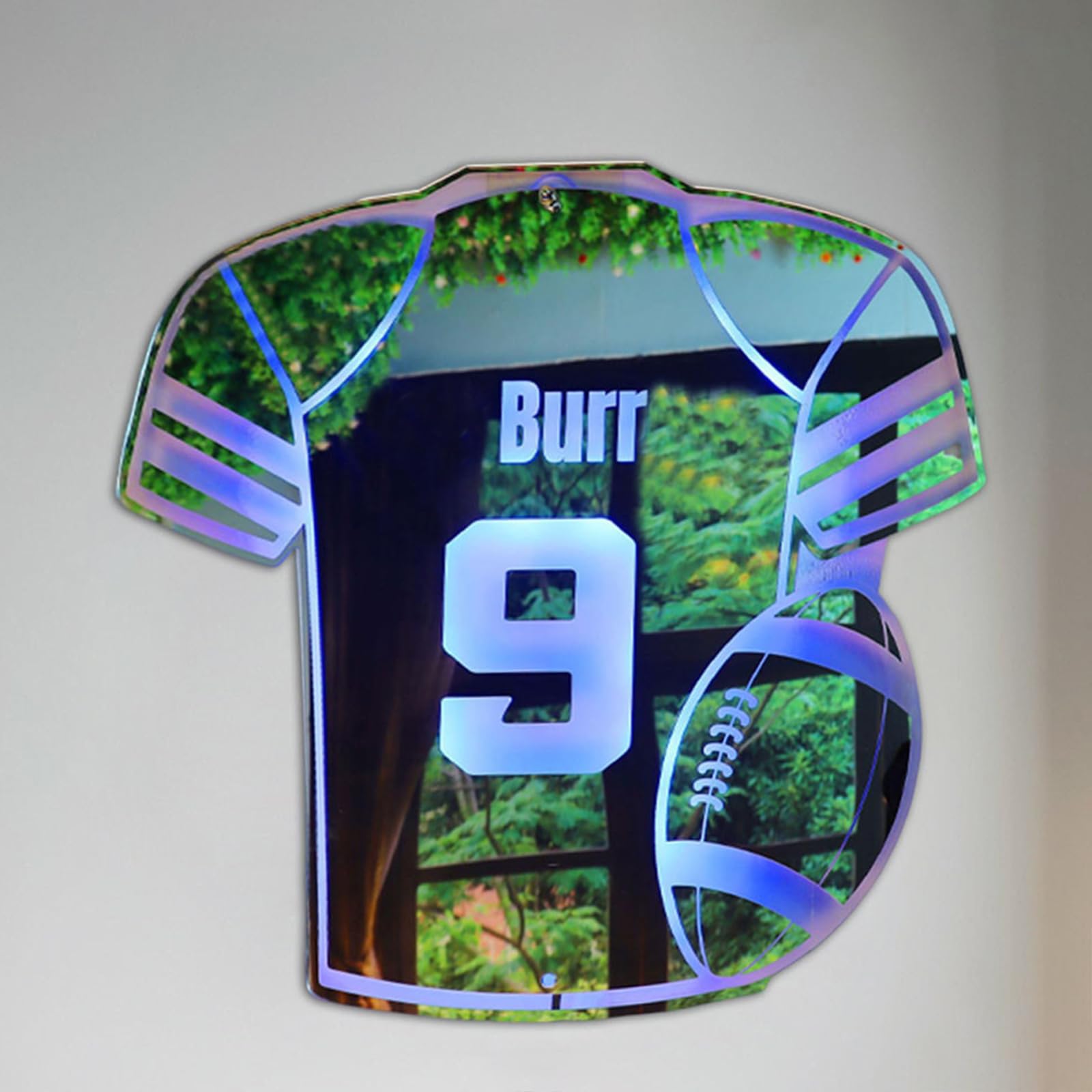 Personalized Jersey Neon Light Signs for Wall Decor Custom Name Number Mirror Led Light for Boys' Bedroom Bar Gifts for Ball Sports Enthusiasts (Rugby jersey)