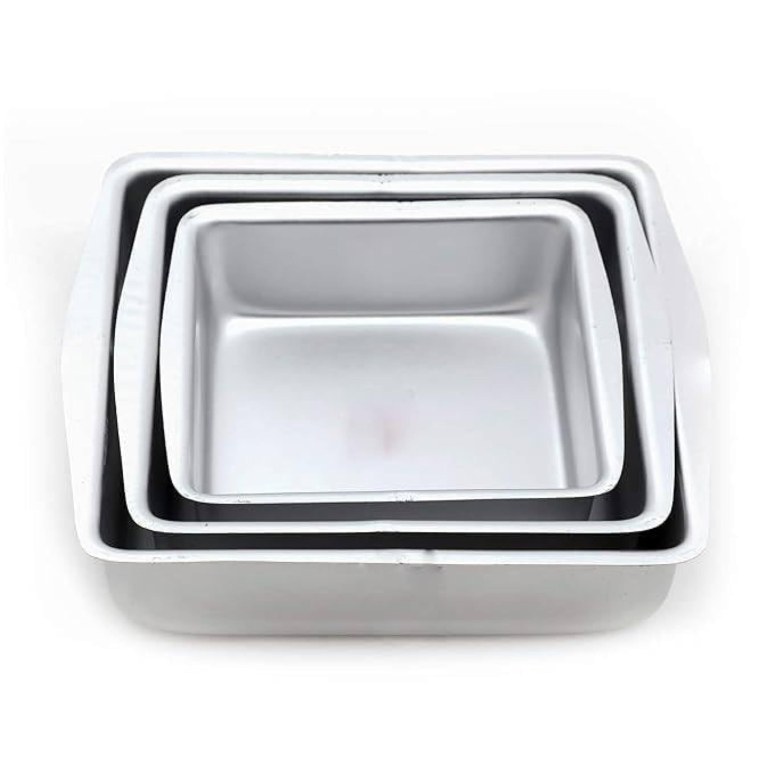 Aluminium Square Cake Mould Set of 3 (6", 7", 8") | Food Grade Baking Trays | Oven, OTG & Microwave Safe | Lightweight, Durable, Easy to Clean | Ideal for Cakes, Brownies, Pastries & Desserts-image-33