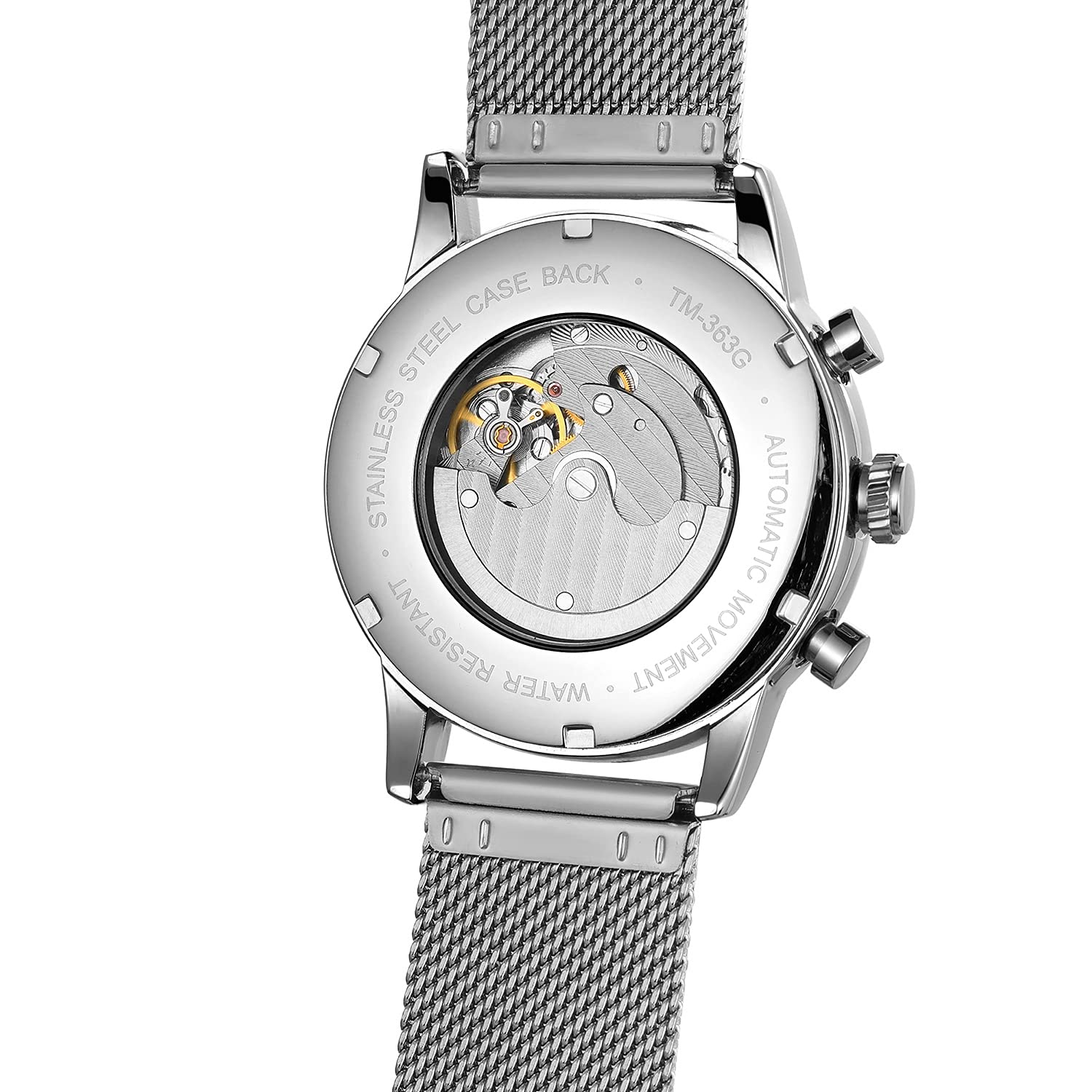 Herren-Armbanduhr Automatisch Mechanisch Analog, Seagull-Uhrwerk Automatische Datumsanzeige Gangreserve-Anzeige Edelstahlband Business-Armbanduhr