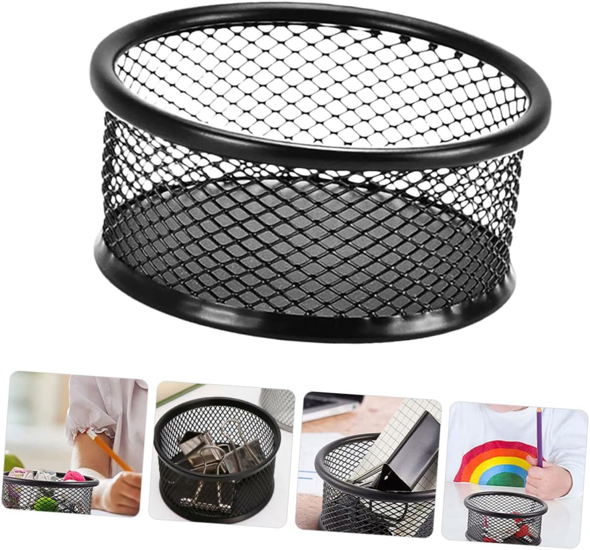 3pcs Mesh Metal Paper Clip Holder Iron Binder Clip Dispenser Organizer for Desk Home Office School Black with Stackable Space-saving Design
