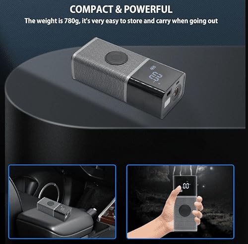 Miniatura 7 de Inflador de neumáticos inalámbrico, compresor de aire portátil, bomba de aire de 150 psi para neumáticos de automóvil con batería recargable de 6000