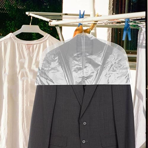 Miniatura 5 de GLEAVI 10 piezas de plástico transparente para ropa, protectores de polvo transpirables para colgar ropa, cubiertas de hombro para el armario del