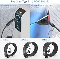 EVDANCE Type 2 Töltőkábel Elektromos Autóhoz 22 kW 32A 10m Háromfázisú EV PHEV Gyorstöltő Kábel Táskával IP65 Vízálló 3