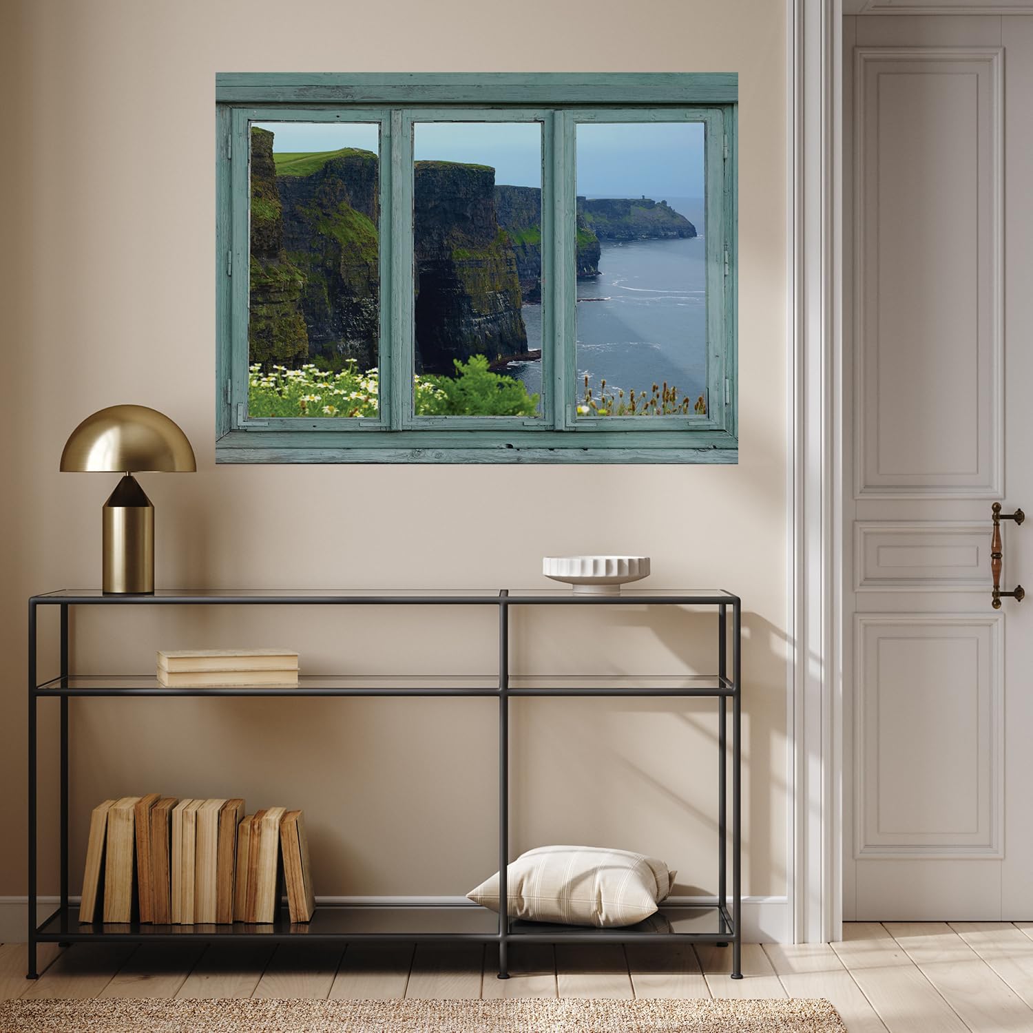 wall26 - Green Cliffs of Ireland Facing The sea - Misty Spring Morning Seabreeze - Wall Mural, Removable Sticker, Home Decor - 24x32 inches