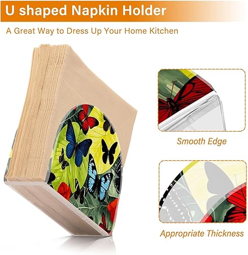 Miniatura 3 de Butterfly Palm Acrylic Napkin Holder Clear Crystal Tissue Paper Dispenser for Table, Kitchen Countertop, Restaurant, Decor