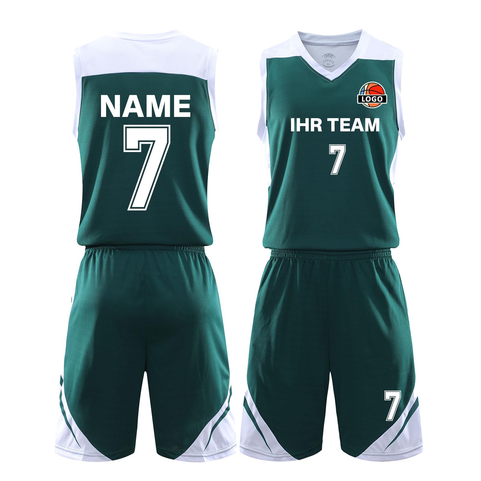 Benutzerdefiniert Basketball Trikot mit Eigenem Namen Kinder Nummer Team Logo Basketball Shirt & Short