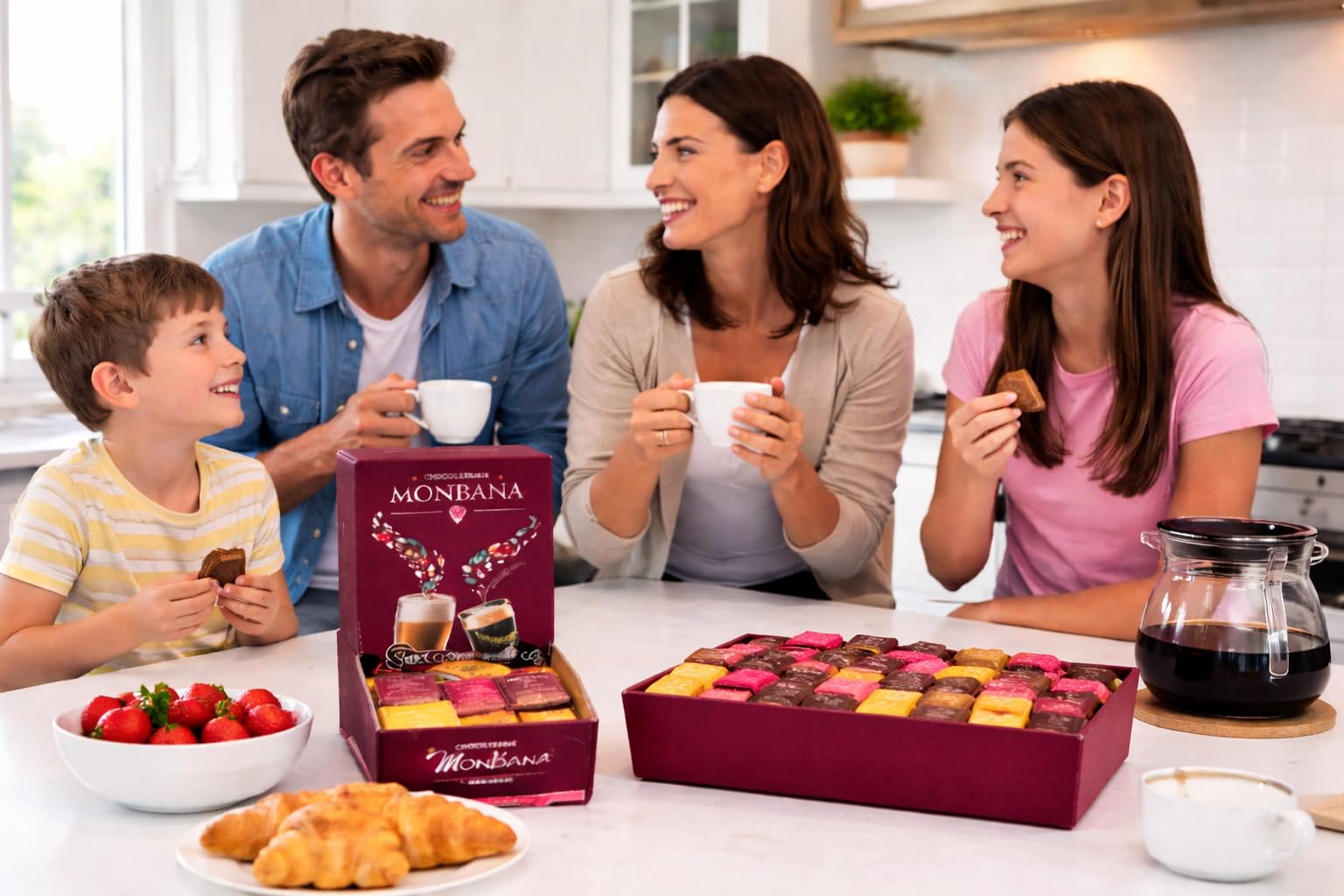 Monbana Coffret Chocolats Assortis 800 g – 200 Carrés Individuels | 200 carrés individuels assortis – 10 saveurs chocolat noir et lait
