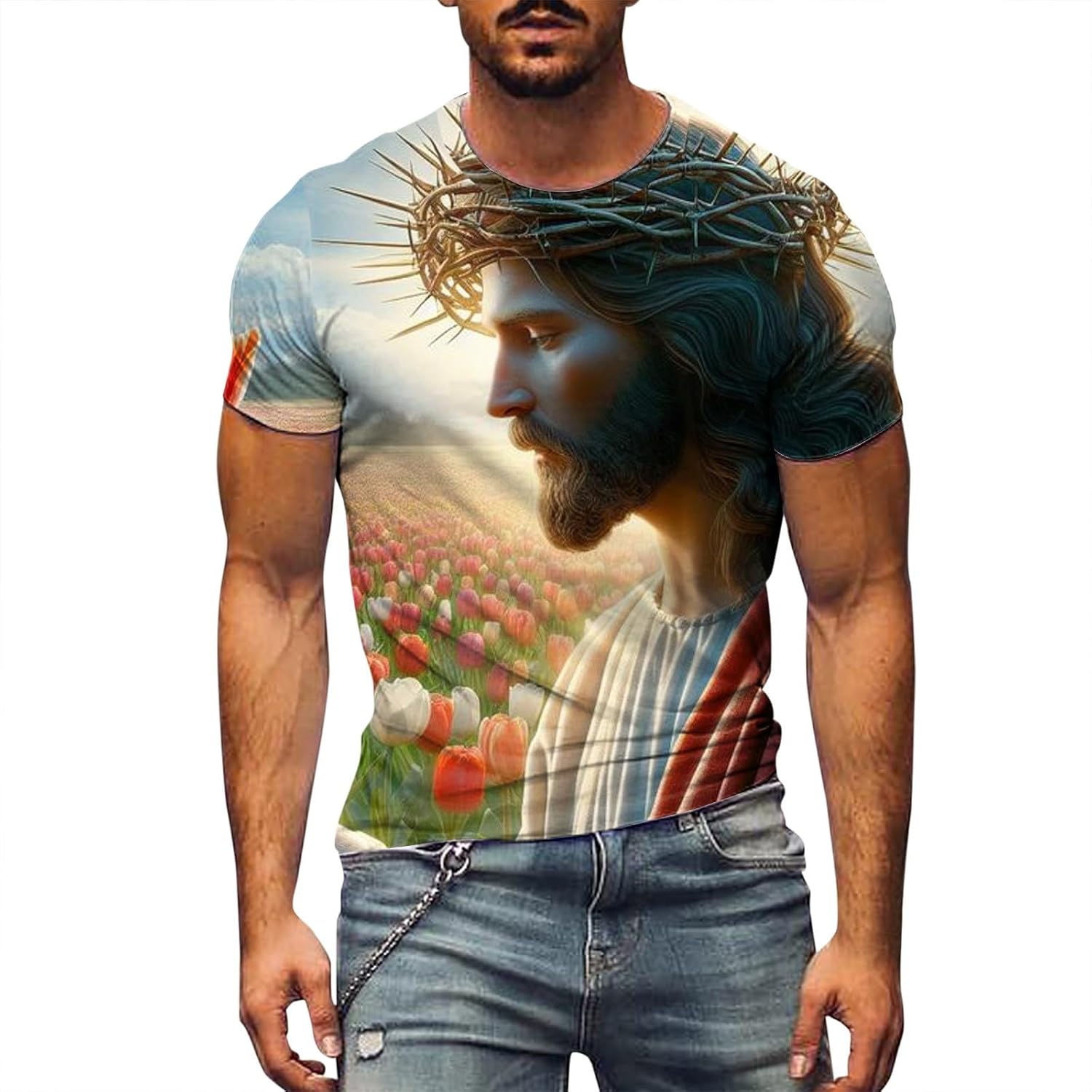 Gesù Cristo È Il Re Religioso Croce Gesù Regalo Maglia A Manica Maglietta - Foto 9