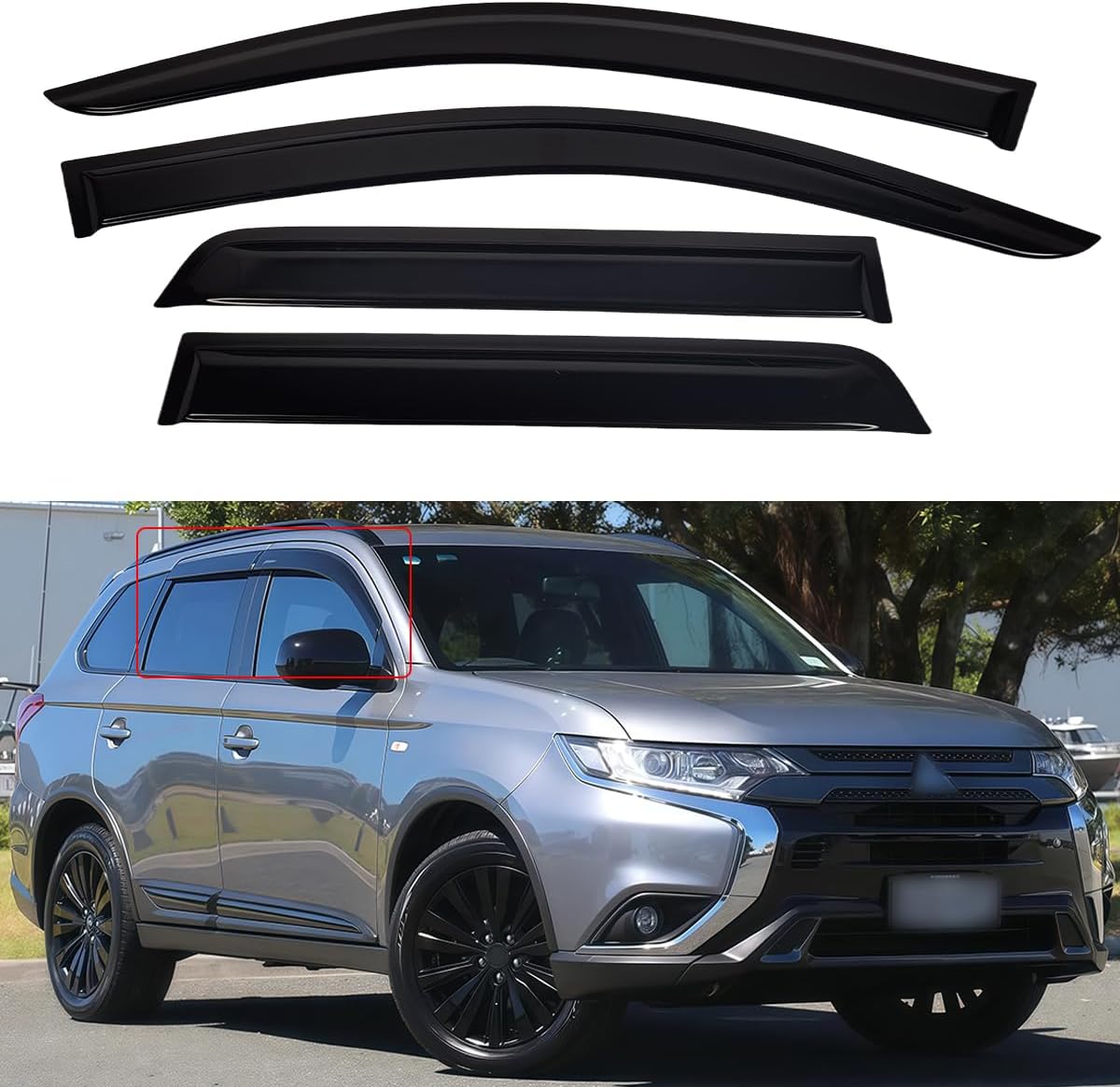 Window Visors for 2011-2023 Mitsubishi Outlander Sport/ASX?Rain Guards Sun Shields Window Deflector?Tape-On Style?4PCS