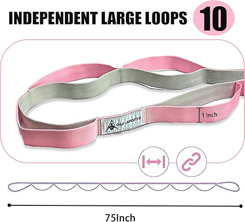 Miniatura 6 de Correa elástica para yoga con bucles, correas elásticas para terapia física, correa de ejercicio no elástica para pilates, danza y gimnasia con guía