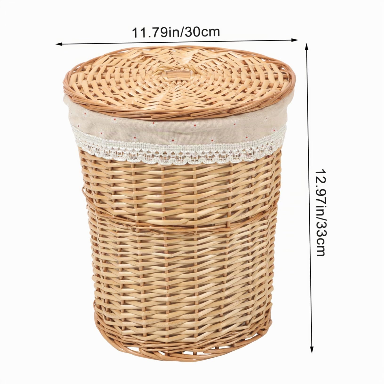 PRETYZOOM Cesta para Ropa Sucia Tejida a Mano 45x30x35 Cm Material Natural Color Original Tapa Cesta Organizadora para Hogar Lavandería y Baño