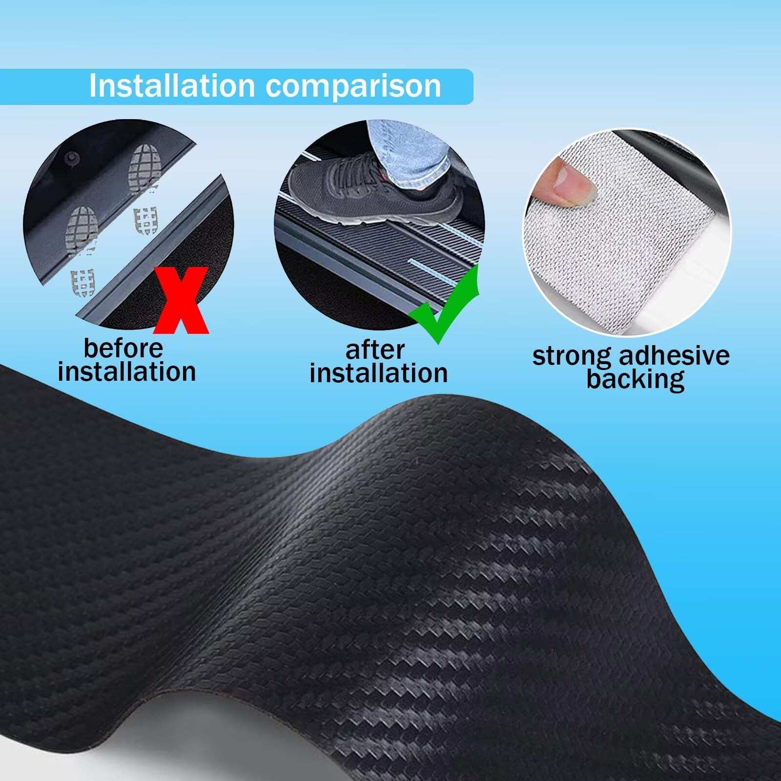 4 Pezzi Car Battitacco Adesivi Soglie Antiscivolo,Battitacco Auto Personalizzato Compatibile con JEEP Renegade Battitacco Auto Guardia Porta Soglia Anti-Graffio