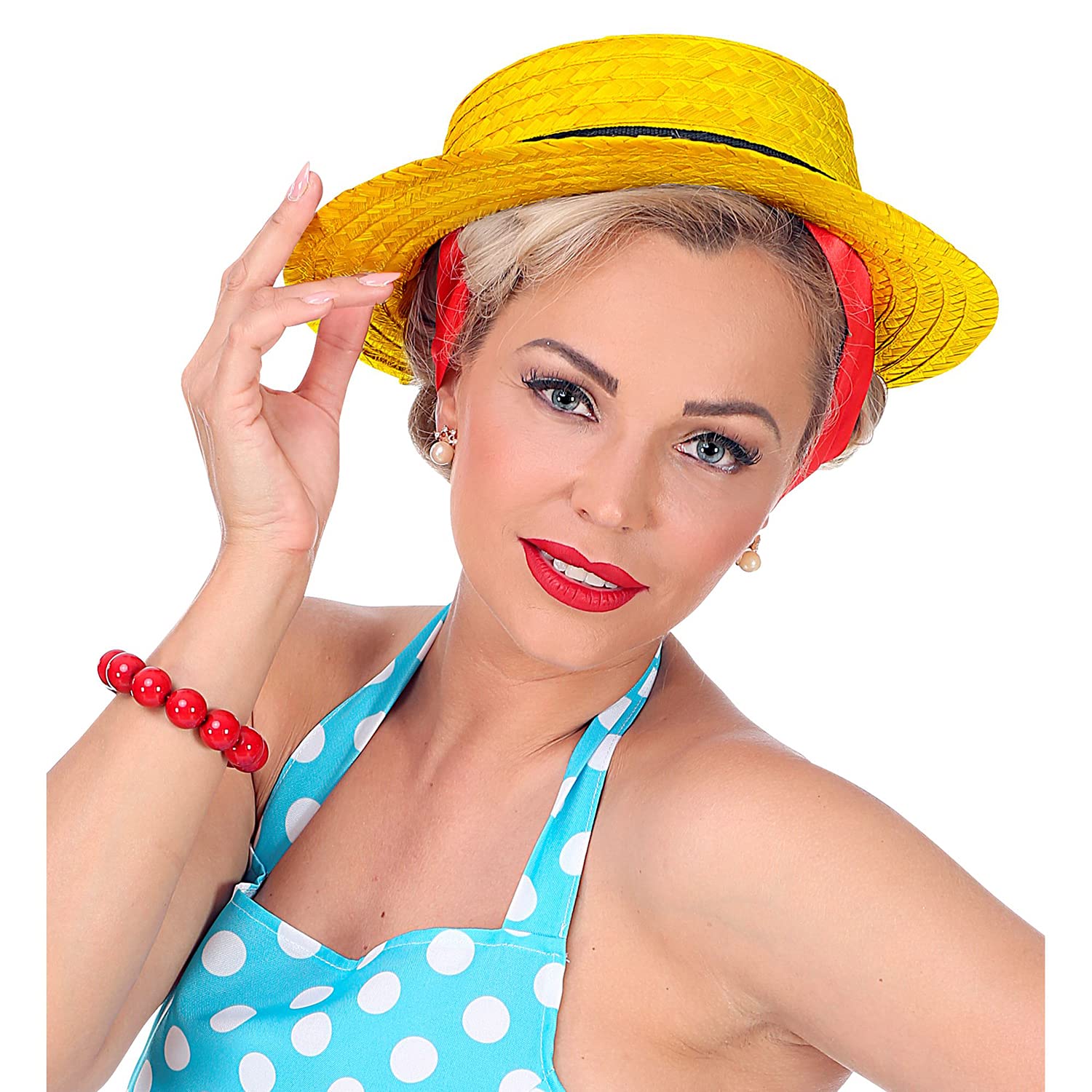 WIDMANN MILANO Luxus-Strohhut – Canotier Im 20er-Jahre-Stil, Gelb Mit Schwarzem Band, Für Karneval & Mottopartys
