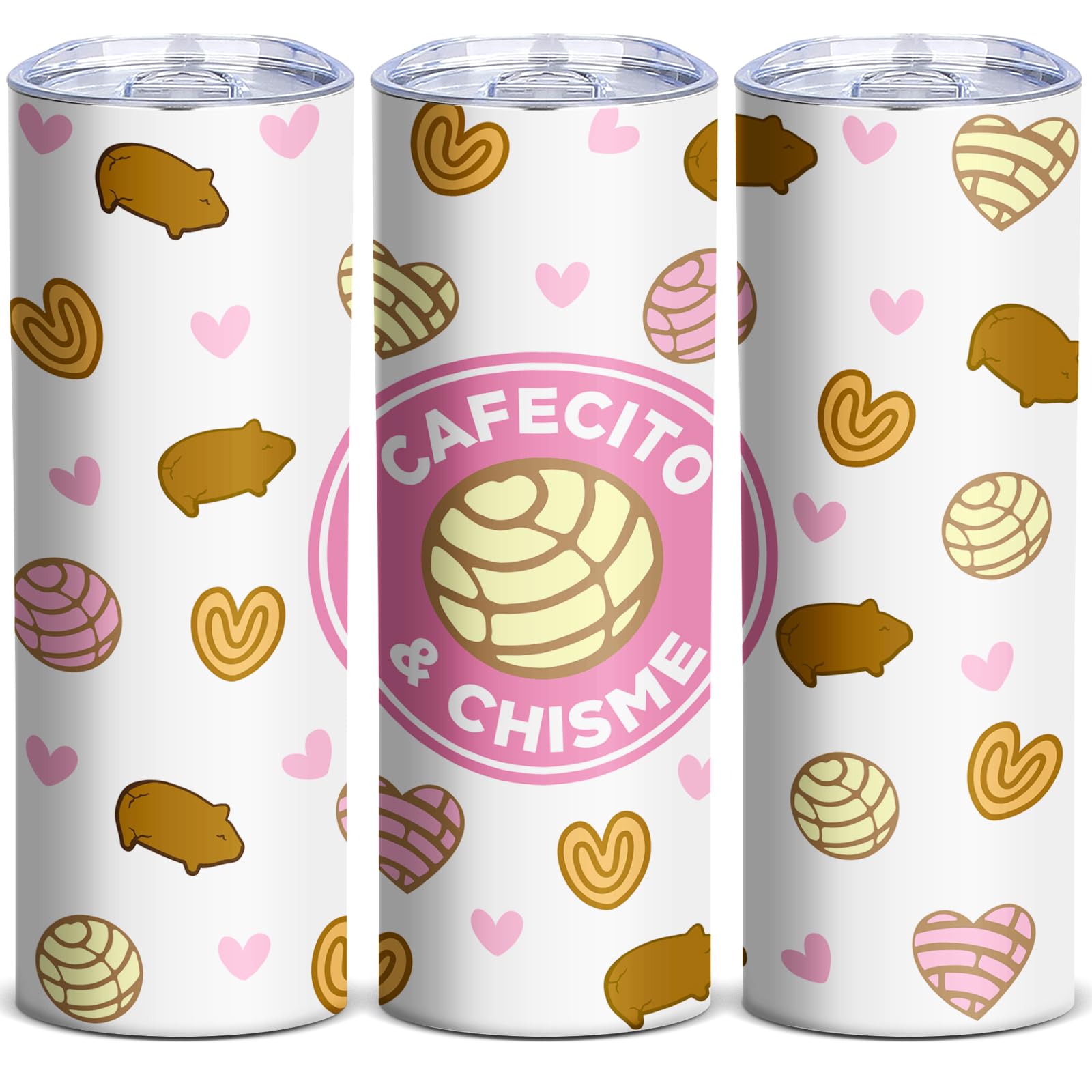 Cafecito Y Chisme Tumbler Gift for Women Mom Daughter Coworker Bestfriend 20oz Skinny Tumbler With Lid Double Wall Stainless Steel Mexican Coffee Mug Cute Pattern (Pack of 1)