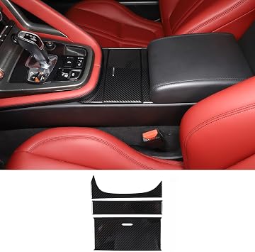 Central Control Storage Box Panel Trim Cover for Jaguar F-Type 2013-2024, ABS Center Consoles Water Cup Holder Panel Cover Interior Accessories Carbon Fiber